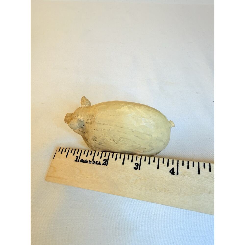 Primitive Folk Art Wooden Pig Figurine Farmhouse Country Decor - Picture 10 of 10